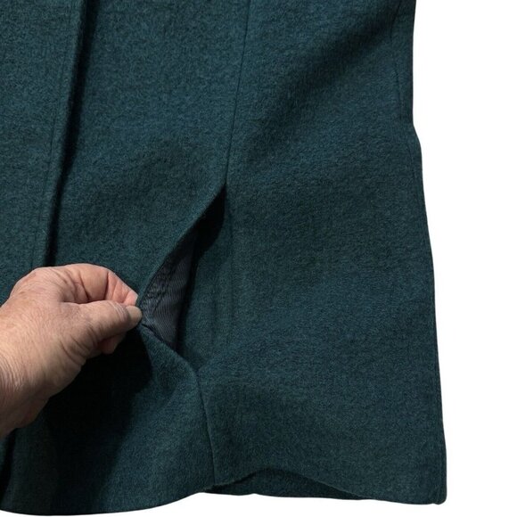 LANDS' END Wool Short Coat Jacket Women Size 8 Green Winter Boxy Retro Gorpcore - Picture 3 of 14